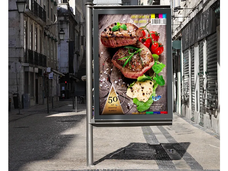 Large-format outdoor billboard installed in an urban setting