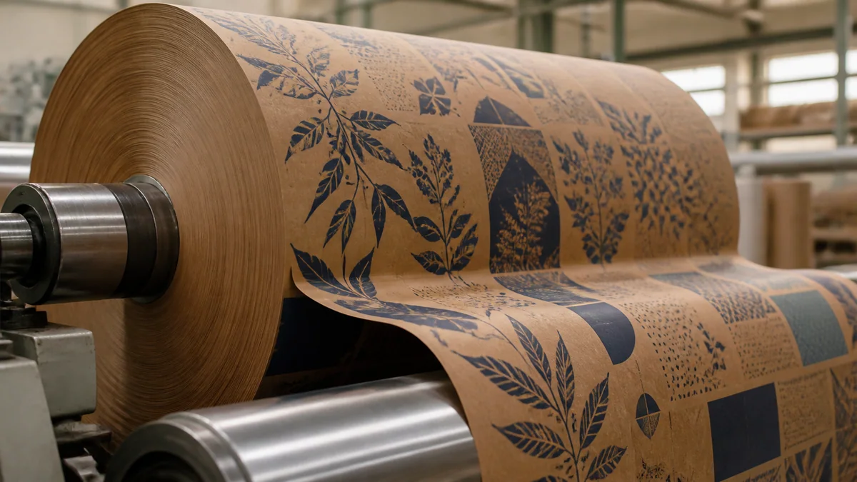 Illustrative printed liner paper for corrugated packaging